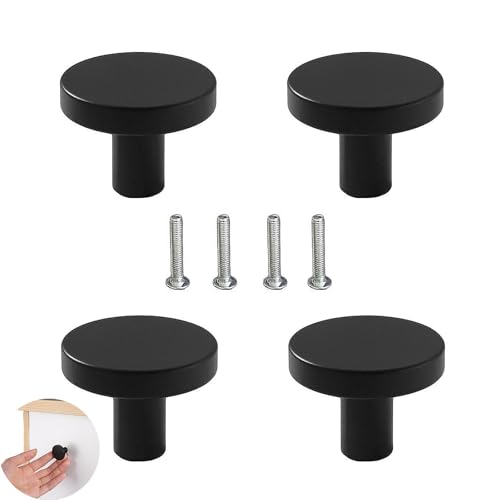 WQEDVN 4 PCS Black Door Knobs Black Cupboard Knobs for Cabinet Drawer Nightstand TV Cabinet Closet Door Handle
