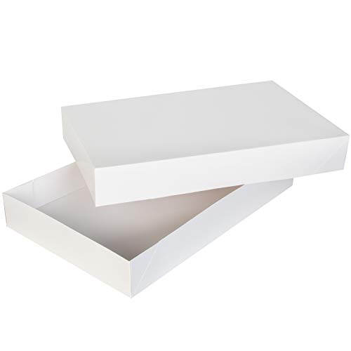 Joyin 12 Pcs White Large Gift Boxes 17" X 11" X 2.4" Cardboard Shirt Boxes With Lids For Sweaters, Robes For Christmas, Holiday, Xmas, Father's Day, Birthdays Gift Wrapping #TOP3