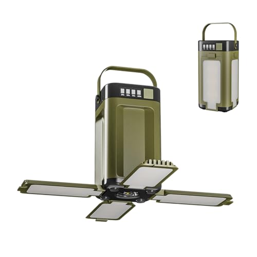 Solar LED Camping Lantern Portable IPX4 Waterproof Camping Lamp Rechargeable with 2000mAh Solar Charging & LED Power Indicator Lantern with 6 Modes Portable Flashlight Tent Lights for Camping Hiking