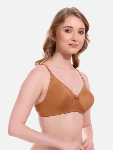Image of FIMS - Fashion is my style Women Cotton Blend Non-Padded Bra Non-Wired Mould Seamless Cup Solid Bras Cup-B Pack of 1, Multicolor