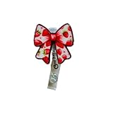Strawberry Bow Badge Reel – Handmade & Customizable Retractable ID Holder with Cute Berry Charm. Perfect for Nurses, Teachers, Healthcare Workers, Office & Retail Staff. Sweeten Your Work Style!