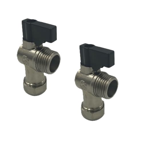 NPH 15mm x 1/2" Male Flat-Faced Angled ISO Valve with Handle Pack of 2