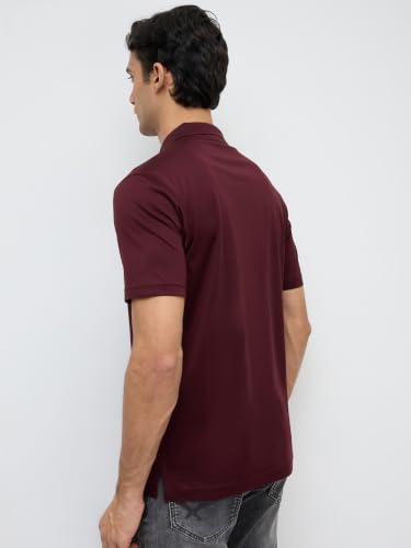 Image of Park Avenue Men Regular Fit Solid Pattern Pure Cotton Polo Neck Half Sleeve Casual T-Shirt