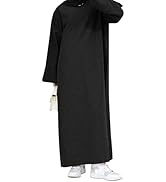 ODIZLI Abaya Dress for Women Muslim Eid Casual Dresses Slit Long Sleeve Prayer Dress with Pockets...