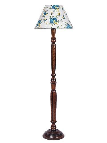 Image of Devansh Multicolor Cotton Conical Wooden Floor lamp -28