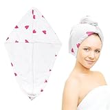 GYIOFAI Toalla turbante de secado rápido para el cabello, absorbente, de secado rápido, diseño de corazón, microfibra para mujer, húmeda, larga, gruesa, rizada, súper absorbente (blanco)
