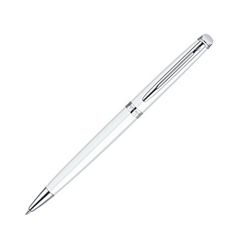 Stylo bille Waterman Metropolitan blanc pur et attributs chromés précieux