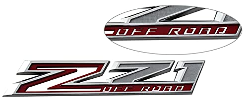 Image of 2pack New Big Z71 Off Road Emblems Side Decals 3D Badges Compatible with fits 2019-2025 Silverado Offroad Parts 84632695 (Chrome Red)