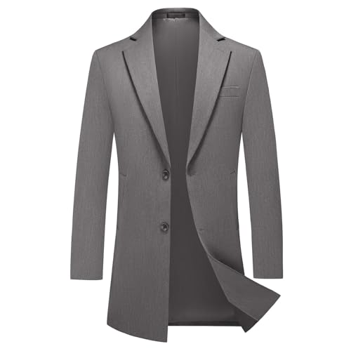 Blazer Homme Longue Veste de Costume Slim Fit Noir Elegant
