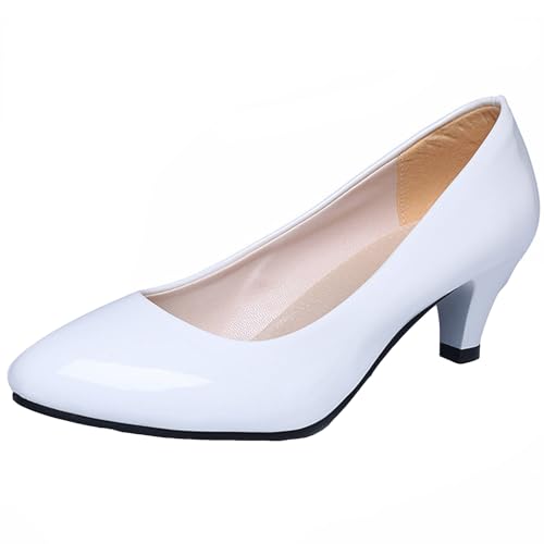 Image of WUIWUIYU Womens Office Kitten Heels Pumps Slip On Evening Dress Work Cute Sexy Pump Shoes