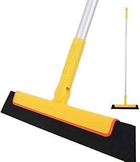 Amazon Brand - Umi Floor Squeegee Long Adjustable Handle Foam Broom Perfect for Shower Bathroom Kitchen Home Tile Pet Hair Fur Floor Marble Glass Window Water Cleaning Anti-Static Household
