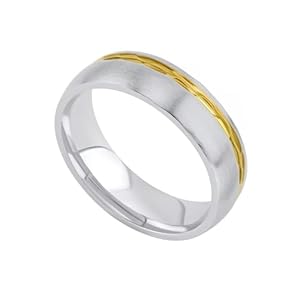 SILVEGO Uniseks trouwring van roestvrij staal met vergulde lijn