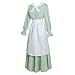 Vibsion Colonial Prairie Dress Costume Women Amish Old Fashioned Floral Dresses Pilgrim Pioneer Trek Clothing 3 Pcs L