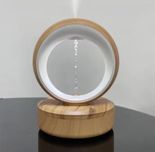 【HydroLev】ハイドロレブ 無重力 加湿器 アロマディフューザー 超音波式 大容量 680ml お手入れ簡単 見ていて癒される 木目 寝室 リビング 水滴アート 浮遊 3パターン 100ml/h 日本語説明書 - ARIANRHOD JAPAN - 商品画像