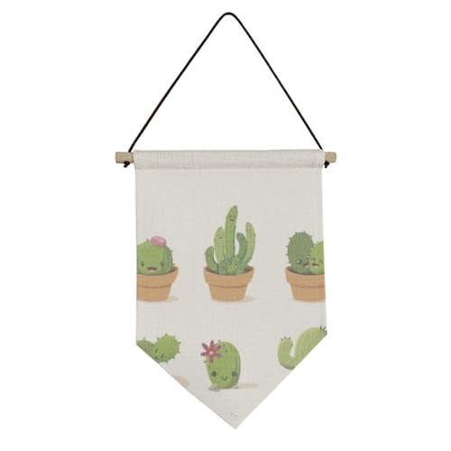 Drapeau en toile suspension murale motif cactus succulents déco tissu maison chambre