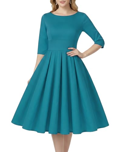 Image of MINTLIMIT Women's 1950s Retro Vintage Cocktail Party 3 /4 Sleeve Swing Dress