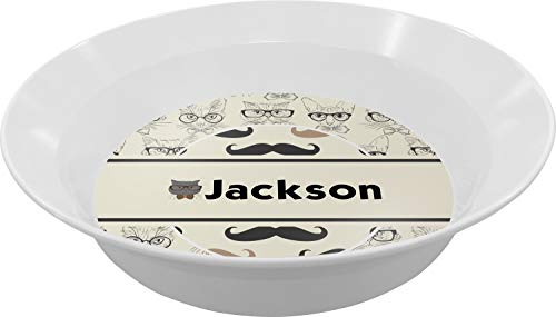 Personalized Hipster Cats & Mustache Melamine Bowl - 12 oz