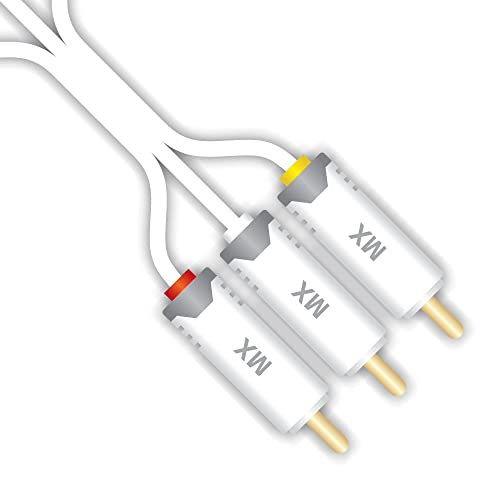 Image of MX RCA Composite Audio,Video Cable 3 Male To 3 RCA Male With Gold Plated Compatible For DVD Players,Television,Projector & Video Game Consoles-2M