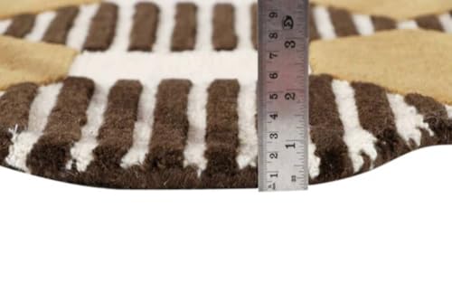 TTC THREAD & TEXTURE CARPET Crafted with Care: Premium Hand-Tufted Wool Carpets Irregular Shaped Handmade Area Rugs, Living Room, Bedroom Gold,Brown Color Size 3X5 feet (90X150cm)