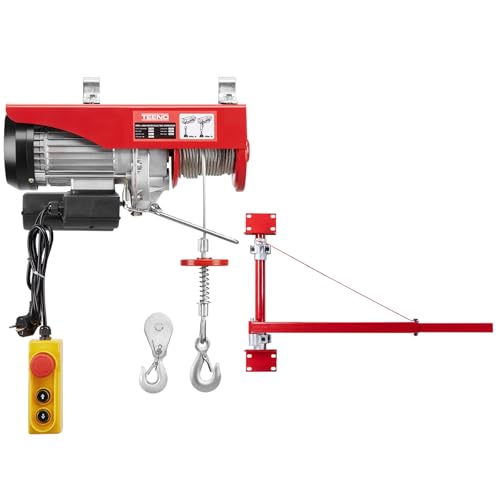TEENO Monte-charge électrique et bras de support pour poulie électrique, cric de levage 220 V 1200 W, capacité de charge 200-800 kg, fixation orientable du câble, accessoire de levage, bras de poulie