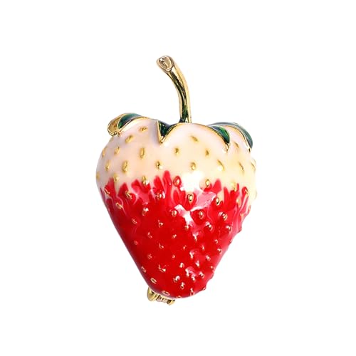 Image of WCRAZYE Red Strawberry Brooch Pin for Women Girls Cute Enamel Fruit Brooches Badges for Clothing Backpacks Bag Fashion Brooches Plant Lapel Pin Accessories Jewelry Gift