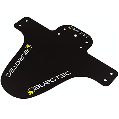 Burgtec BMG Front Mountain Bike Mudguard - Black/Logo/MTB Mud Fender Shield Guard Face Bicycle Cycling Cycle Biking Board Muck Rain Water Puddle Wet Weather Trail Riding Downhill Accessories