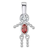 Birthstone Baby Boy Charms for Mom by Ginger Lyne Birthday Kids Girl Pendants for Grandma Family Tree Necklace for Women Cubic Zirconia Sterling Silver January Garnet Red