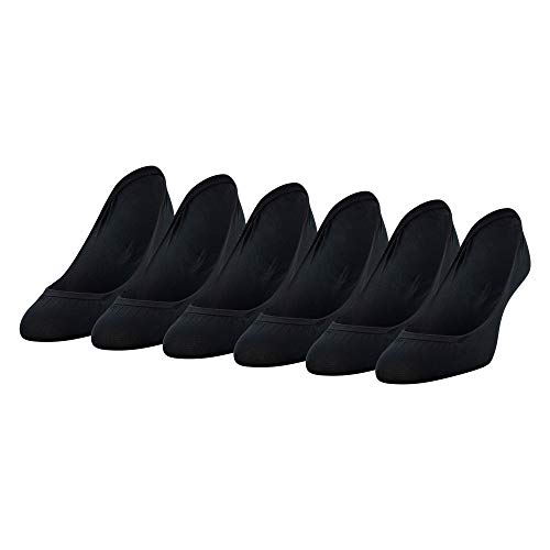 PEDS Women's Tactel Ballerina Super Low Cut No Show Socks, Black (6 Pairs), Shoe Size: 5-10