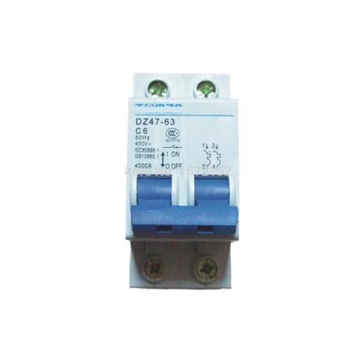 YZATCDZG Disjoncteur de sécurité 2P 6A 400V ~ 50HZ/60HZ, Type C