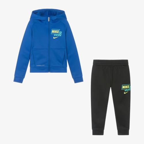 Nike Royal Sweatsuit Set Therma-FIT Little Kids 2-Piece Full Zip Hoodie Jacket Sweatpants Set with Futura Logo3