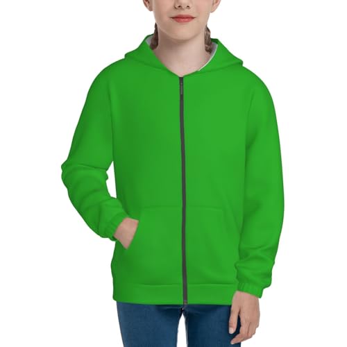 Green Kid Hoodies Boys Zip Up Sweatshirts Girls Pullover with Pocket3