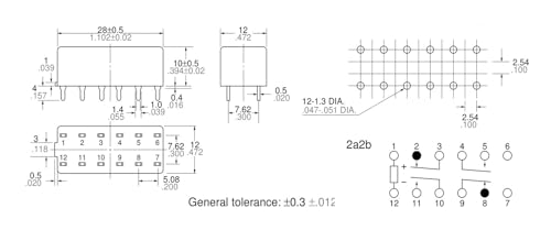 Relé S2E-24V AG302444 componente electrónico con 12 pines para placas PCB 2