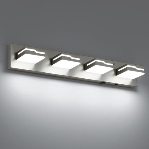 Image of 4-Light LED Bathroom Vanity Light, 25.5-Inch Brushed Nickel