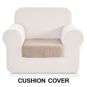 Image of Chunyi Jacquard Polyester Spandex Cushion Slipcover (Chair Cushion, Light Khaki)