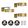 3Pack Picture Light Battery Operated Painting Lights for Wall Wireless Magnetic Display Art Light with Remote Control,Dimmable&Timer Portrait Light for Art Frame Artworking,Wall Decor Puck Lights-Gold