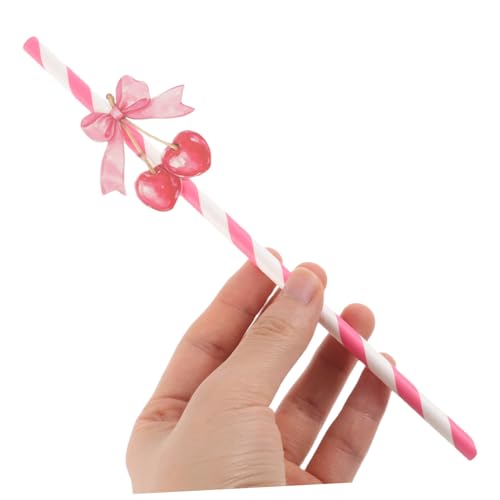 BESPORTBLE 50 pitillos desechables de papel con diseño cereza miniatura 4