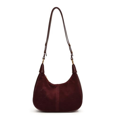 Image of Suede Bags for Women Trendy Suede Purses Hobo Half Moon Crossbody Bag