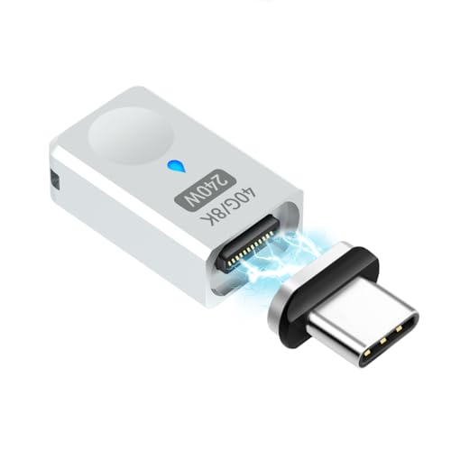 Adaptateur USB C magnétique 240W Sisyphy en aluminium argenté premium pour vidéo 8K60Hz