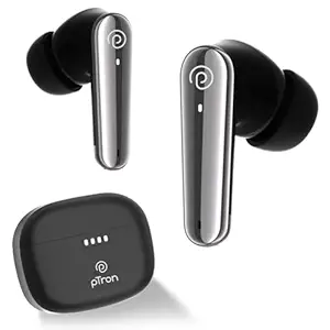 pTron Newly Launched Bassbuds Prism TWS Earbuds with 3D AudioScape, 45Hrs Playtime, TruTalk AI-ENC Calls, 50ms Low Latency Sync, BT5.3, Type-C Fast Charging, Voice Asst. & IPX5 Water Resistant (Black)