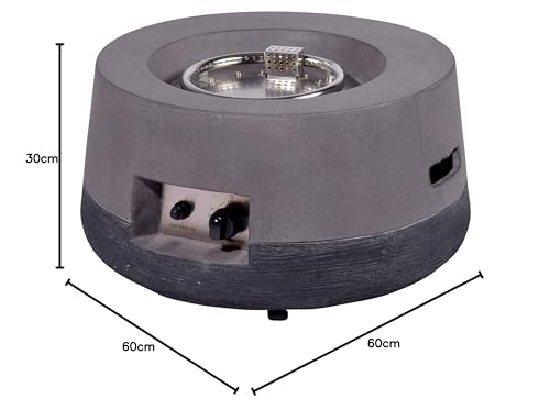 dobar® 35442e Lava-Ofen Calido - Gaskamin Outdoor aus Magnesia - Gasfeuerstelle mit Lavasteinen - Gartenkamin inkl. Deckel & Schutzhülle - Gasofen für Garten/Terrasse/Balkon - 48 x 48 x 66 cm