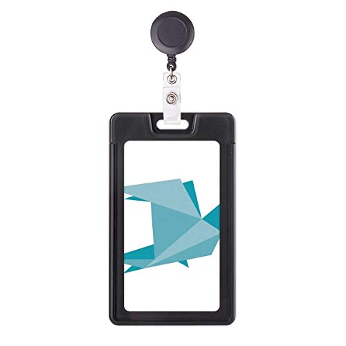 Porte-badge rétractable vert origami pigeon enrouleur de carte d'accès