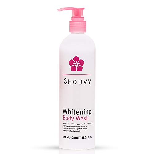 Shouvy Whitening Body Wash Shower Scrub with Glutathione, Kojic Acids, Arbutin, Vitamin C for Dark Spot, Freckle, Scar Reduction 13.79 fl.oz.