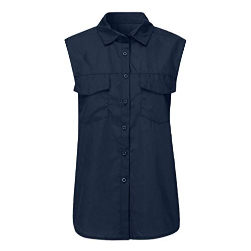 Blusa feminina Limsea com estampa solta e botão, 5 - Navy, XXXX-Large