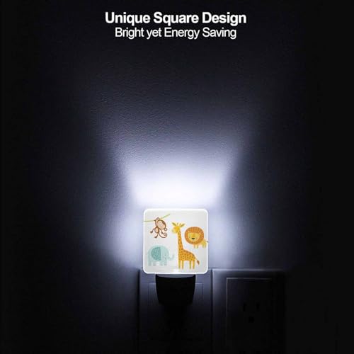 Image of LED Night Light,Cute Jungle Animal LED Night Light Plug into Wall with Dusk to Dawn Light Sensor White Energy Efficient Nightlight for Bedroom Bathroom Hallway Living Room Kitchen