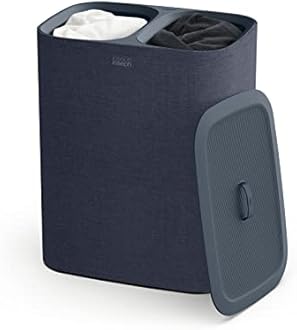Joseph Joseph Tota 90-litre Laundry Separation Basket with lid, 2 Removable Washing Bags with Handles - Carbon Black