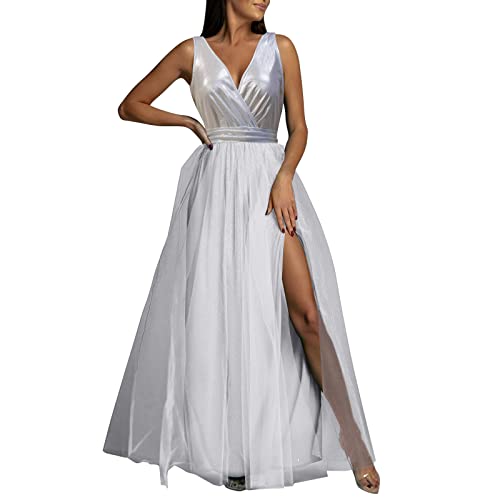 Robe de bal chérie en mousseline de haute couture unie à fente