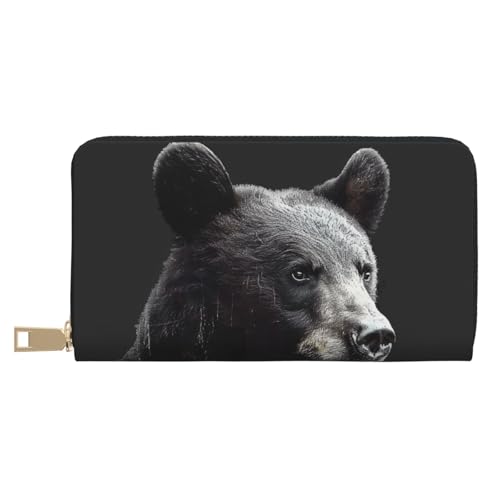 Bear Printed Long Wallet for Women Men Cute Coin Purse with Card Holder