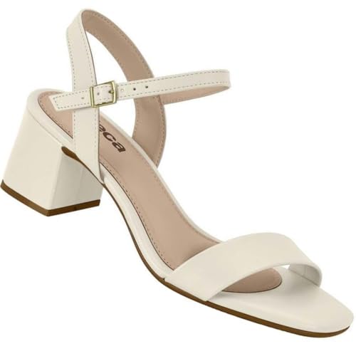 Sandalia Feminina Moleca Salto Bloco Tira Napa Off White 36
