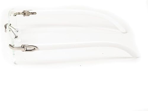 Miniatura 6 de Retro Vintage Blanco Brazo de Madera Estilo Moderna Diseñador Lente Transparente Sin Montura para Hombres Mujeres Rectangular Plata Marco Unisex