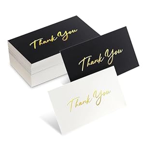 2×3.5 Inch 120-Pack Mini Thank You Cards in Black and White with Gold Foil Text – 60 Each, for Small Businesses , Flat, No-Fold Design – Elegant Customer Appreciation, Support Acknowledgement Cards